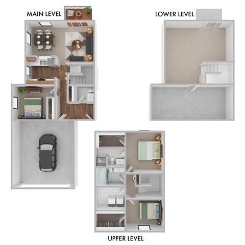 A diagram shows the layout of a car with three levels and an upper level.